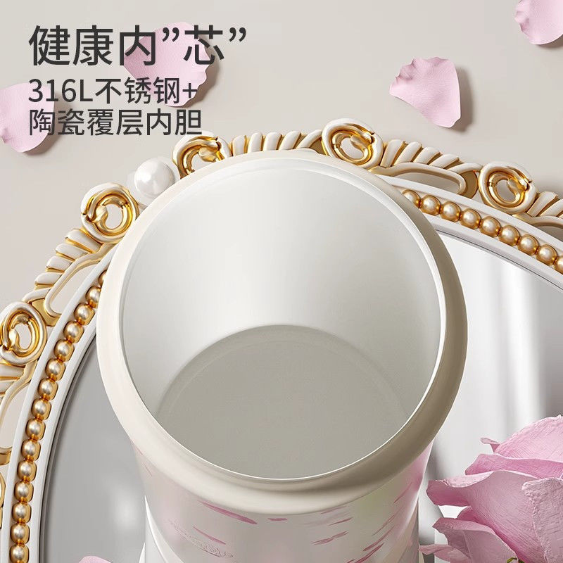新しい花オーロラ魔法瓶カップセラミックコーティングされたライナー女性のための高価値 2025 大容量新しいストローカップ|undefined