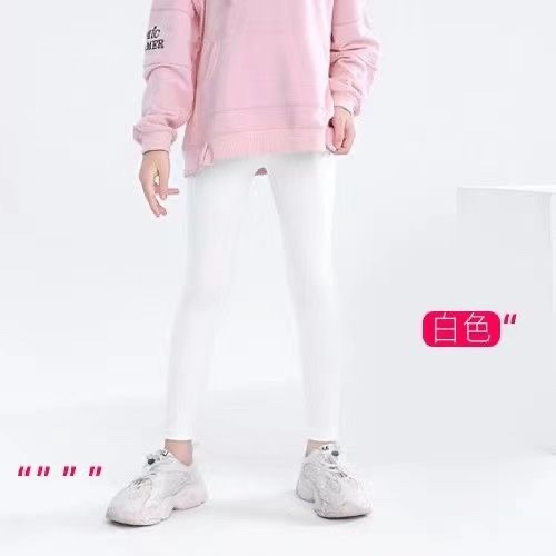 Children's Clean Color Shark Pants Spring Summer Thin Outerwear Stylish Sport Leggings for Older Children Elastic Girl Yoga Pants
