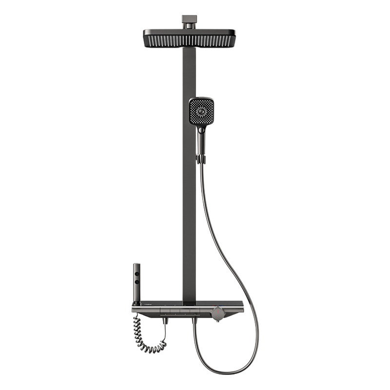 Uno por uno crema estilo ducha cabeza traje piano temperatura constante pantalla digital hogar Baño ducha cobre sobrealimentado boquilla