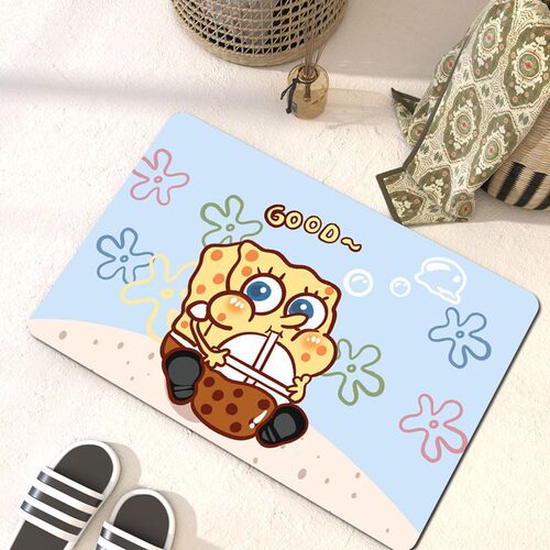 Bathroom diatom mud absorbent floor mat Spongebob toilet bathroom non-slip mat bathroom shower quick-drying foot mat