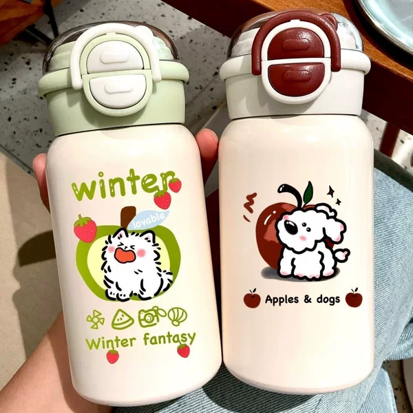 Ins-style new 316 stainless steel large-capacity straw cup, cute and stylish, high-end children's insulated water cup