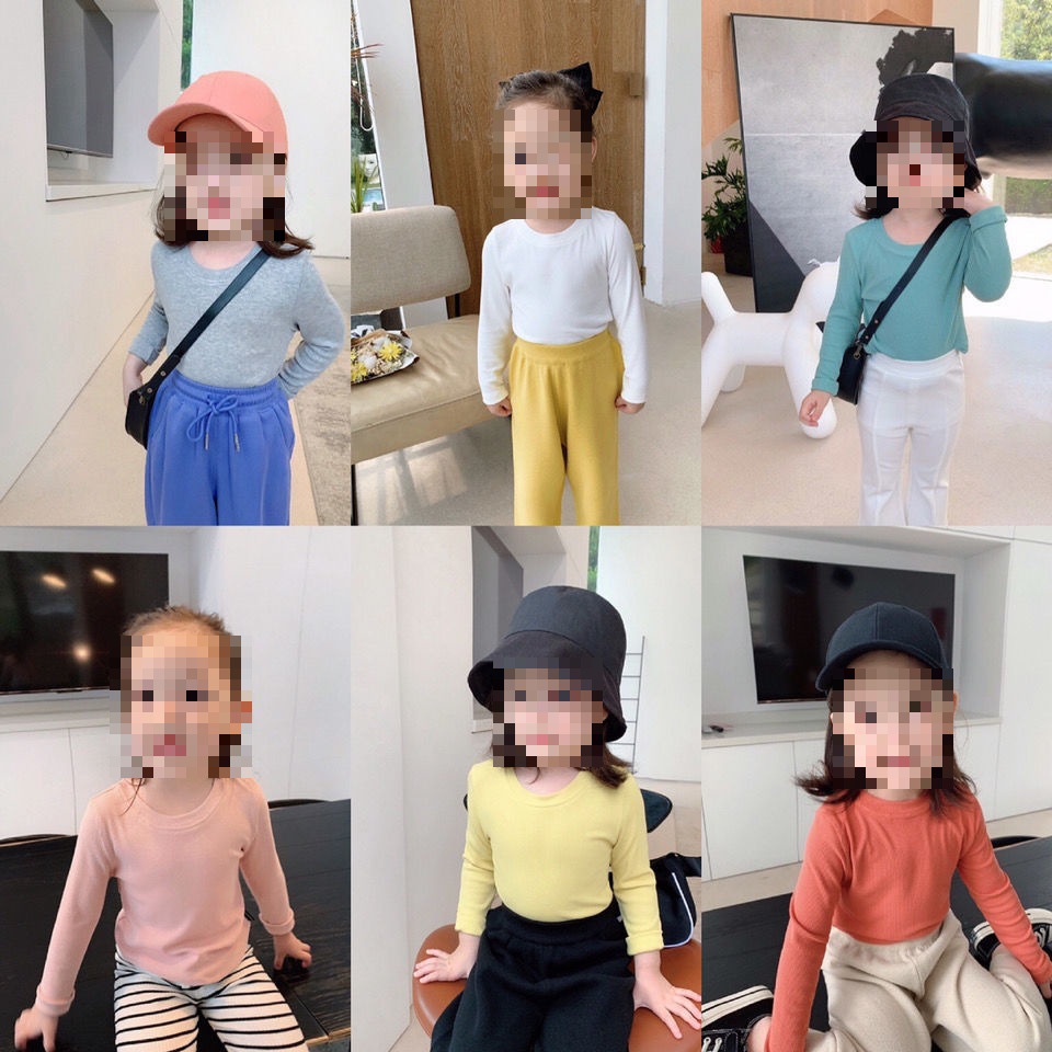 Girls' Long-Sleeve T-Shirt Spring New Trendy Korean Style Children's Baby Base Shirt Thin Children's Top Fashion 0114