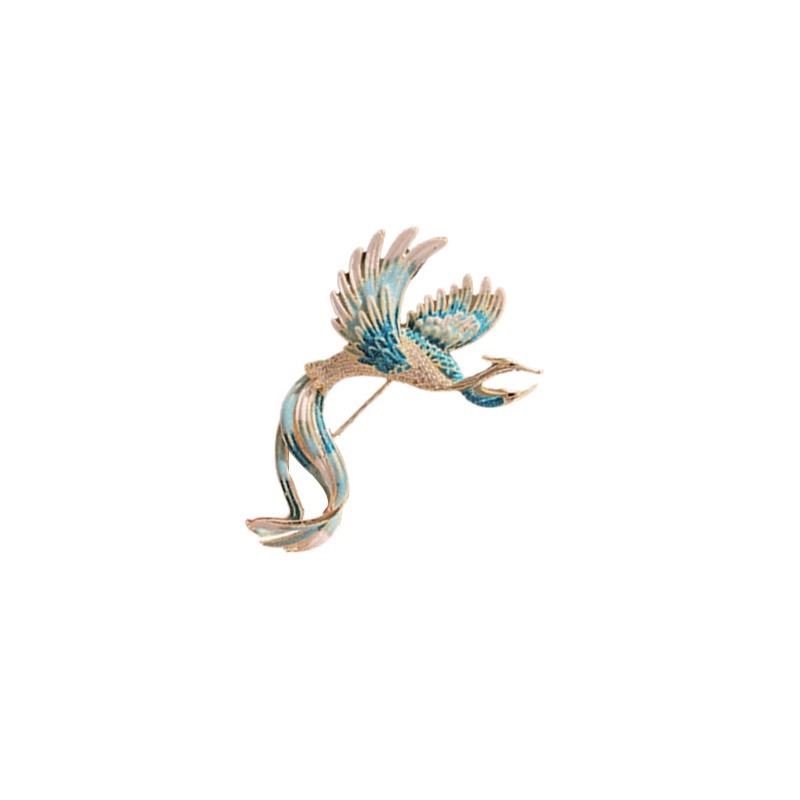 Chinese style exquisite high-end brooch women's vintage enamel Phoenix corsage high-grade luxury temperament suit pin accessories