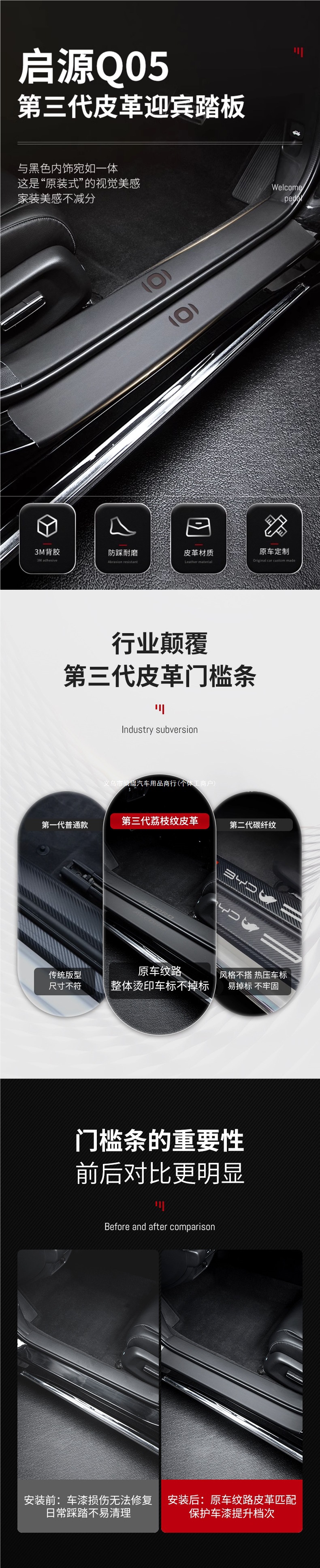 Suitable for Changan Qiyuan Q05 door sill protector, a complete set of car interior accessories for modification and decoration