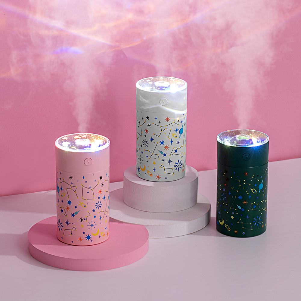 새로운 라운드 별이 빛나는 하늘 가습기 USB250ML 스프레이 꿈 프로젝션 공기 정화 습도 두 조각 무료 배송