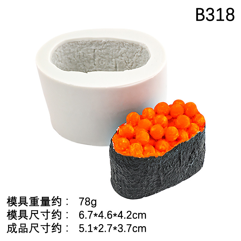 Sushi de huevas de pescado Simulación de bola de arroz de salmón Molde de silicona Diy Molde de vela de chocolate de sushi