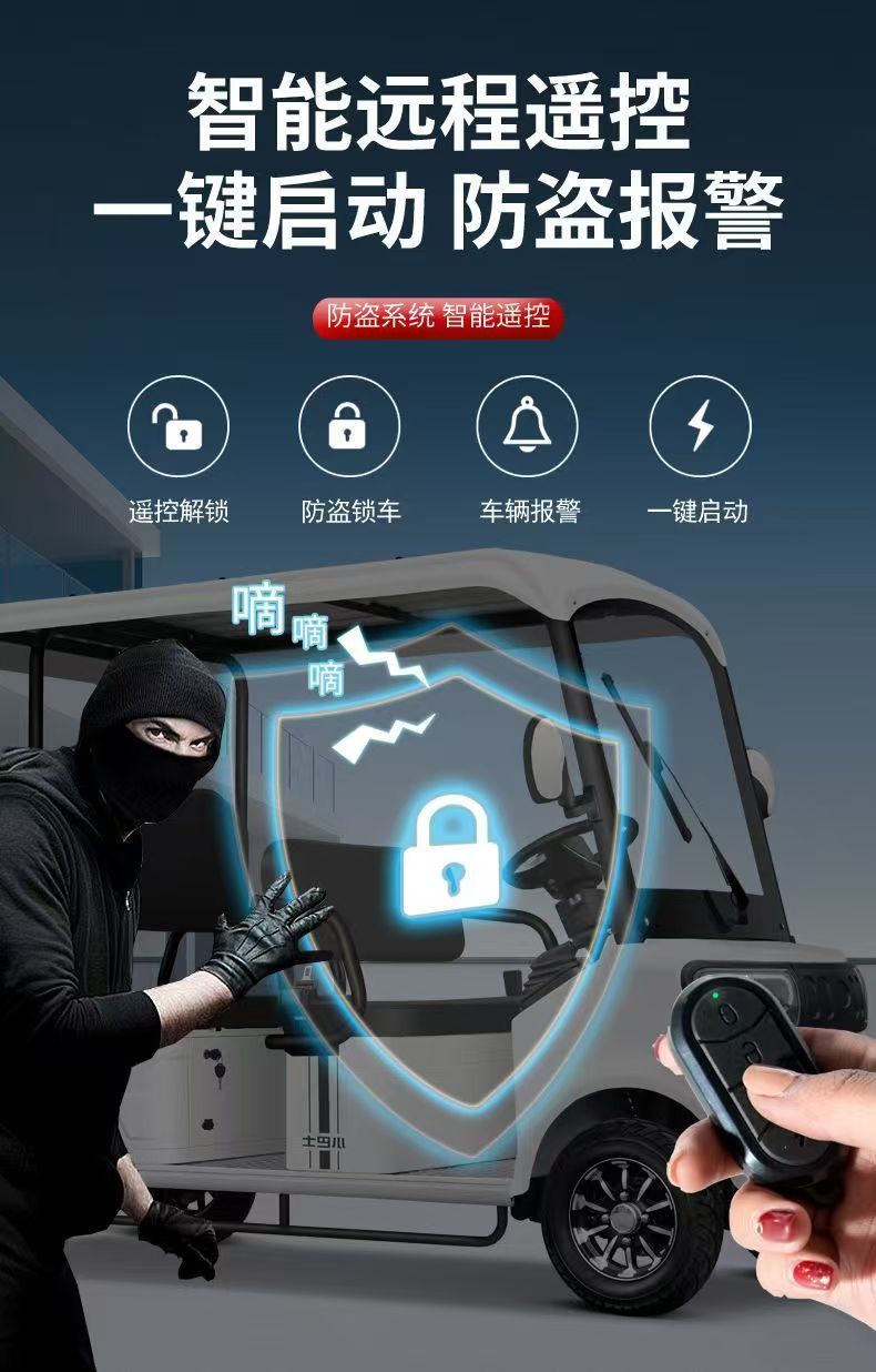 New Model M8 Double-Row Four-Seater Four-Wheel Sightseeing Vehicle for Property Management, Real Estate, Reception, and Airport Use