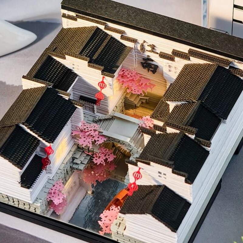 Jiangnan Water Town 3D Paper Sculpture Sticky Notes Hand-Torn Creative Huishan Architectural Scene Model Cultural and Creative Gift Jiangnan Water Town 3D Paper Sculpture Sticky Notes Hand-Torn Creative Huishan Architectural Scene Model Cultural and Creative Gift