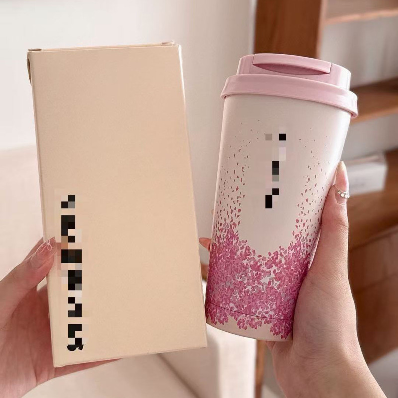 星爸樱花世界咖啡杯304不锈钢高颜值保温杯大容量车载水杯500ml|undefined