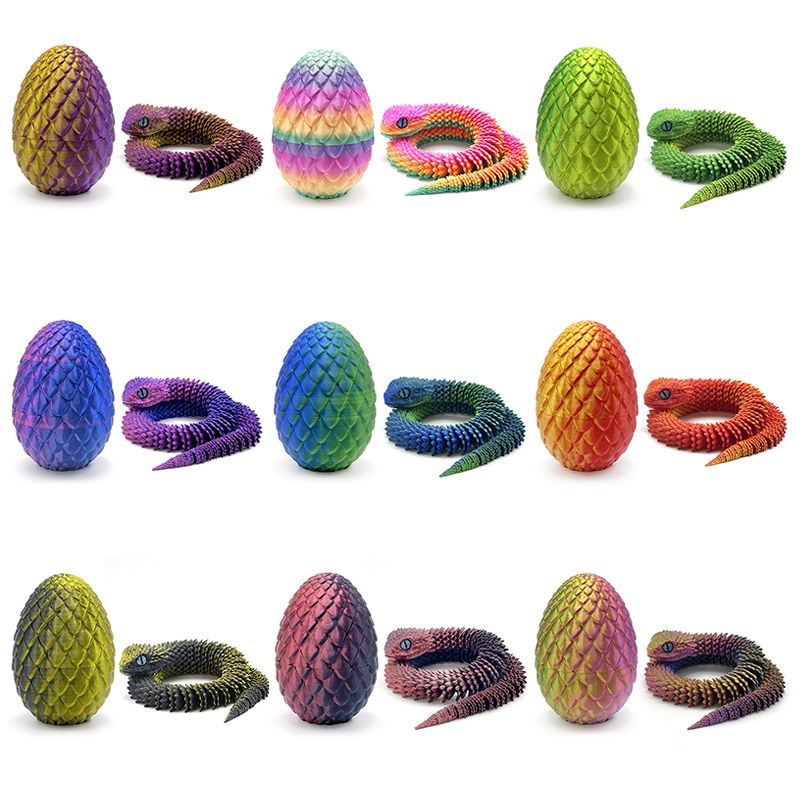 Popular 3D Printed Snake Egg Set 3D Printed Snake Luminous Joint Movable Assembled Ornament Hand Model
