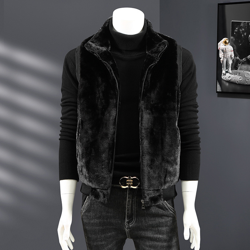 Foreign Trade Cotton Vest Autumn and Winter Plush Vest Young Fur Couples Collar Vest Men's Plush Cardigan Waistcoat
