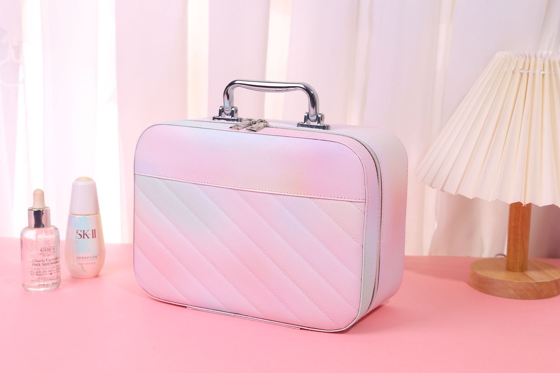 Estuche de cosméticos de alta apariencia para artistas de maquillaje caja de almacenamiento de cosméticos y cuidado de la piel de gran capacidad caja portátil para salir