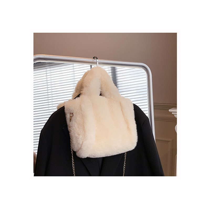 Bolso de mano peludo para mujer, bolso de hombro de imitación de piel de conejo, bolso cruzado moderno, bolso tote de otoño e invierno, bolso de felpa de gran capacidad image 7