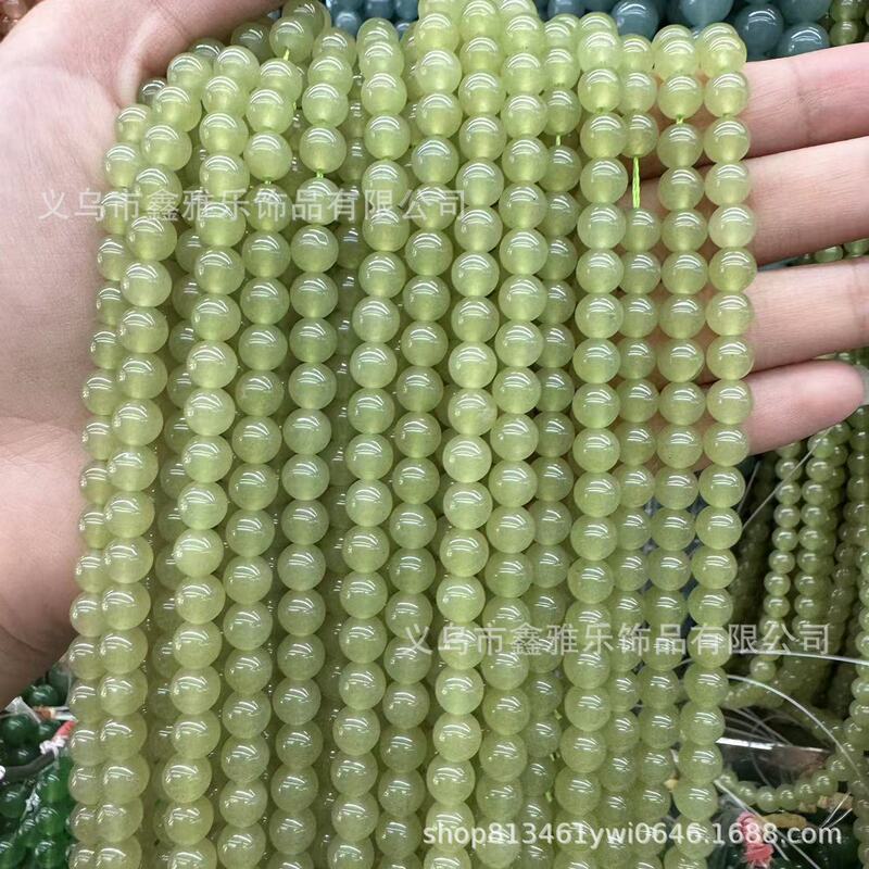 直销高仿晴水和田玉髓散珠蓝水圆珠碧玉串珠diy饰品配件|undefined