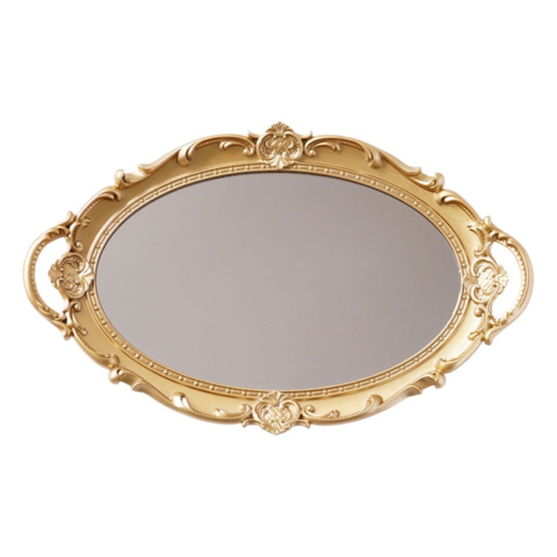 Retro retro de estilo europeo espejo de almacenamiento de la joyería tocador bandeja de la boda Internet celebridad foto accesorios decoración postre placa