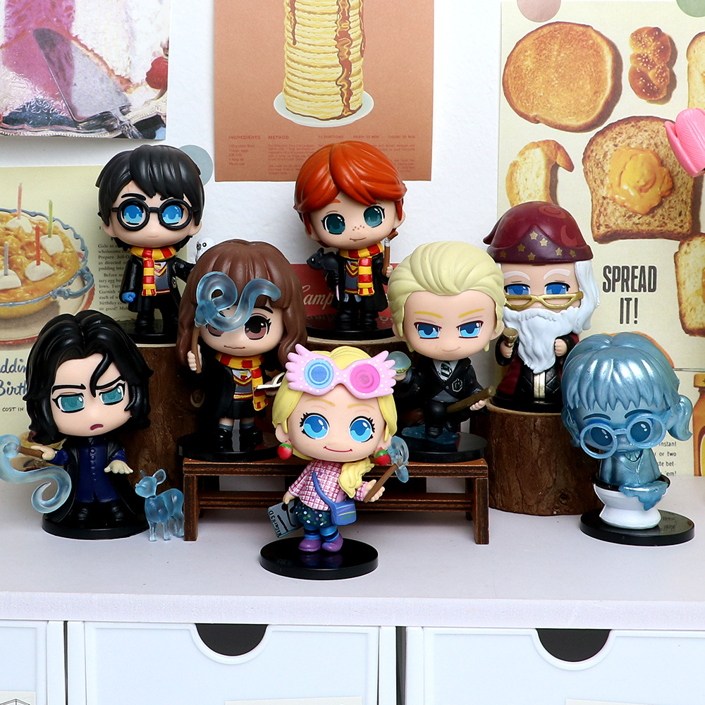 Nuevos 6 adornos de mano de Harry Potter Harry Hermione Ron Car Cake Decoration Caja ciega Gacha Doll