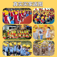 小黄帽幼儿园帽子logo印字小学生黄色日本小朋友儿童渔夫帽