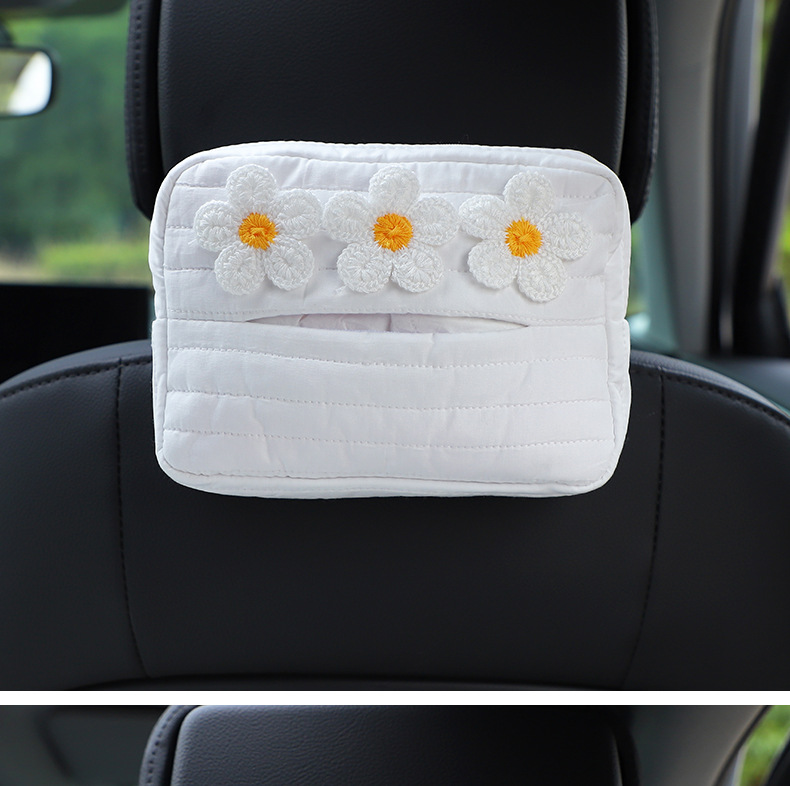Cartoon fabric car tissue box car seat back-mounted paper box multifunctional car interior supplies DIY