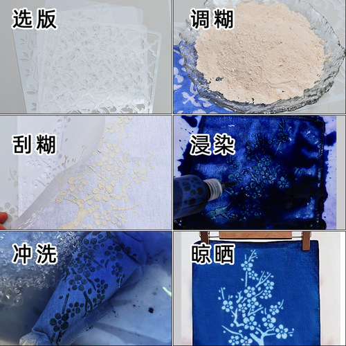 Creative Children DIY Type Staining Kindergarten Parent-Child Handicraft Making Material Package Blue Dye Printing Template Anti-Stain Paste