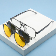 新款磁吸套镜偏光太阳镜男开车夜视镜飞行员墨镜女五夹片近视眼镜