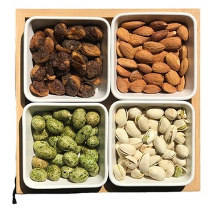Bamboo fruit plate compartment snack nut snack dish Candy KTV Seasoning snack ceramic dried fruit plate packaging box