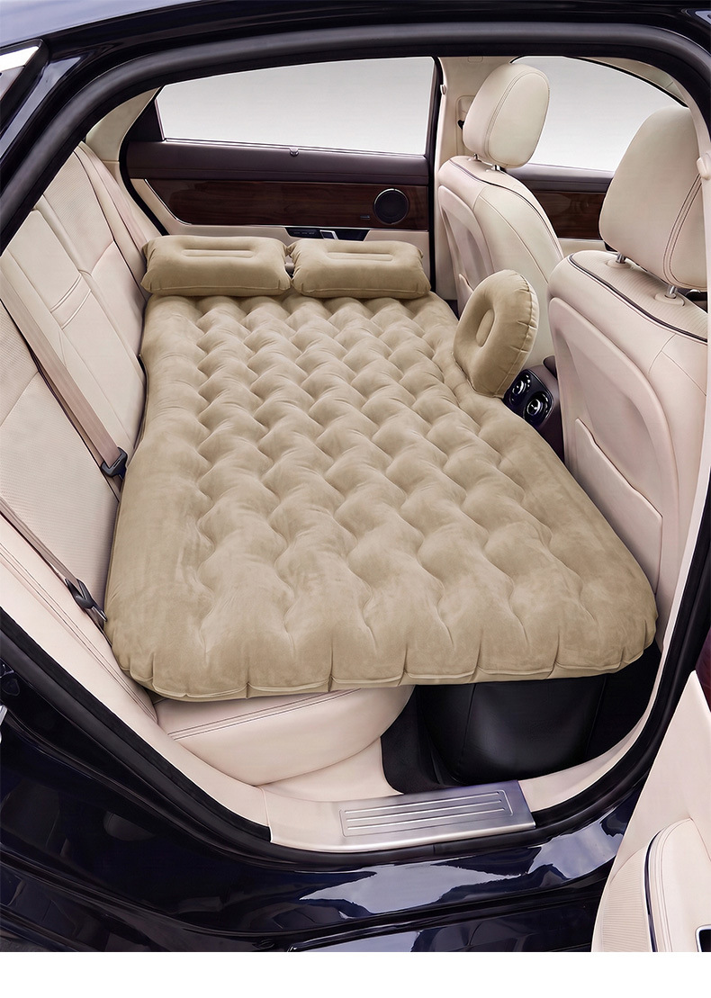 Factory direct sales: PVC flocked car bed, suitable for both home and car use, inflatable bed for car travel and outdoor adventures