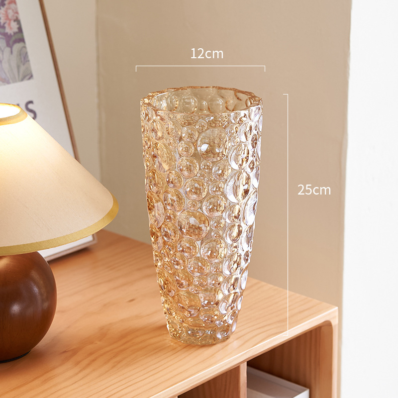 Ornamento de vasijas de alto nivel de lujo ligero vidrio de cristal transparente acuático flor floral decoración de la mesa de comedor