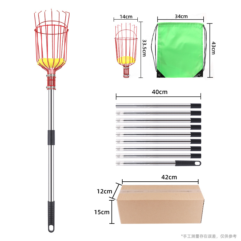 Herramienta de recolección de frutas de jardín transfronterizo, recolector de frutas, recolector de frutas, recolección de frutas de poste largo, recolección de manzanas y ciruelas a gran altitud, recolector de frutas