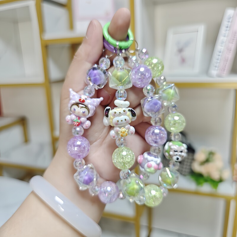 Live Acrylic Kulomi Hand-painted Beaded Mobile Phone Chain Doba Key Broken Bead Bracelet Fashion Pendant