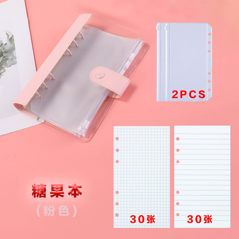 創意的な白黒のつなぎ合わせの皮質の透明なpvcのバインダーの本の外殻の6穴の金属は学生のノートの手帳を挟みます。|undefined
