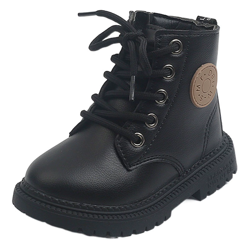 Новые осенне-зимние детские ботинки Martin в британском стиле, Нескользящие ботинки из мягкой кожи для мальчиков и девочек, детские ботильоны на шнуровке на молнии