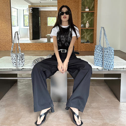 MMFISH24 new summer fashion high street style slim fit old faded vest tie dye wasteland old suspender T156