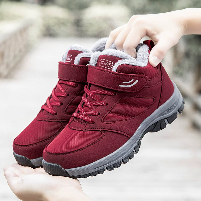 Зимние высокие теплые нескользящие кроссовки, износостойкие, сохраняющие тепло, обувь, для среднего возраста