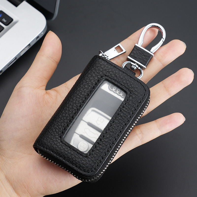 Car Key Case for Men and Women, Leather Universal Zipper Key Pouch with Mirror Window, Korean and Japanese Style, Waist-Hanging Key Holder with Chain Car Key Case for Men and Women, Leather Universal Zipper Key Pouch with Mirror Window, Korean and Japanese Style, Waist-Hanging Key Holder with Chain