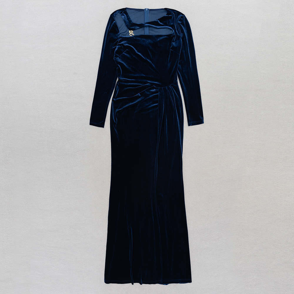 Minimalist Hollow Out Cutout Slim Fit Long Sleeve Split Dress Party Dress