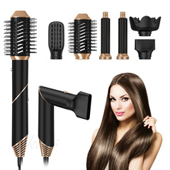 6-in-1 90% off スタック高速熱風コームヘアドライヤー家庭用無害多機能ヘアドライヤーコームカーリングとストレートデュアルユースヘアスティック