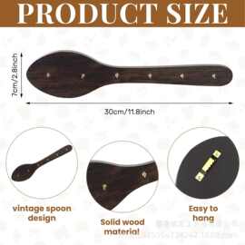 木质厨房墙壁装饰置物架木质汤勺造型烹饪工具收纳架木质壁挂收纳