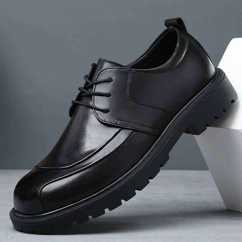 Мужские туфли весна 2025: новые модные дышащие повседневные туфли на толстой подошве, деловые мужские туфли в британском стиле, свадебные кожаные туфли из натуральной кожи
