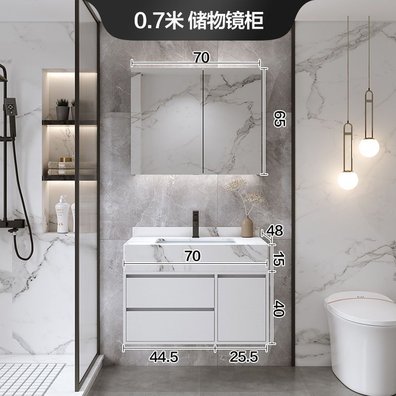 Armario de espejo de almacenamiento ordinario-lavabo de cerámica de placa de roca de 70CM