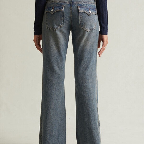 Cross-Border Tiktok Amazon Low-Waist Jeans for Women Pacsun Vintage Washed Straight-Leg Flared Pants European and American Style in Stock Cross-Border Tiktok Amazon Low-Waist Jeans for Women Pacsun Vintage Washed Straight-Leg Flared Pants European and American Style in Stock