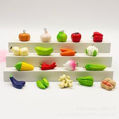 イミテーション2.5cmトランペットレジン野菜キーチェーンバッグストラップコーン唐辛子かぼちゃアクセサリーアクセサリーギフト