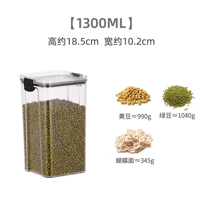 Tarro sellado, granos integrales, almacenamiento de cocina, caja de plástico transparente, bocadillos, productos secos, té, tanque de almacenamiento fresco