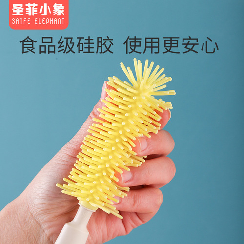 Silicone bottle brush, baby sponge, nipple and straw brush, infant newborn cleaning brush set, brush cleaner