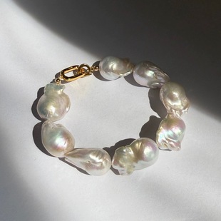 Natural Baroque Fishtail Pearl Bracelet for Women, Accessible Luxury Niche Design, High-End Elegant, Metal Texture Bracelet