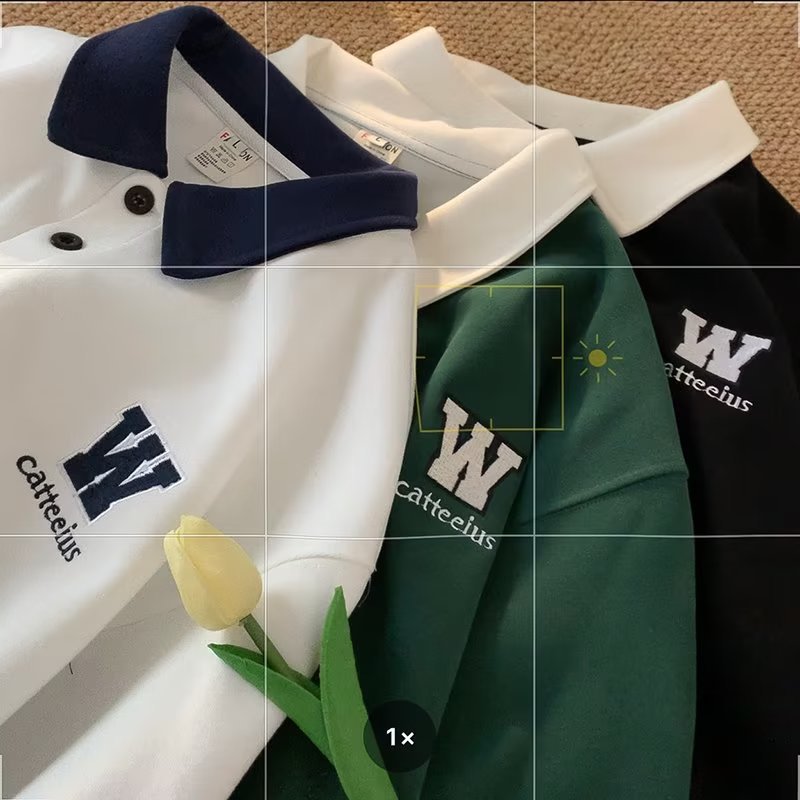 Camisa de Polo de manga corta de los hombres de verano suelto bordado pesado algodón juventud Camiseta estilo universitario contraste color media manga camiseta