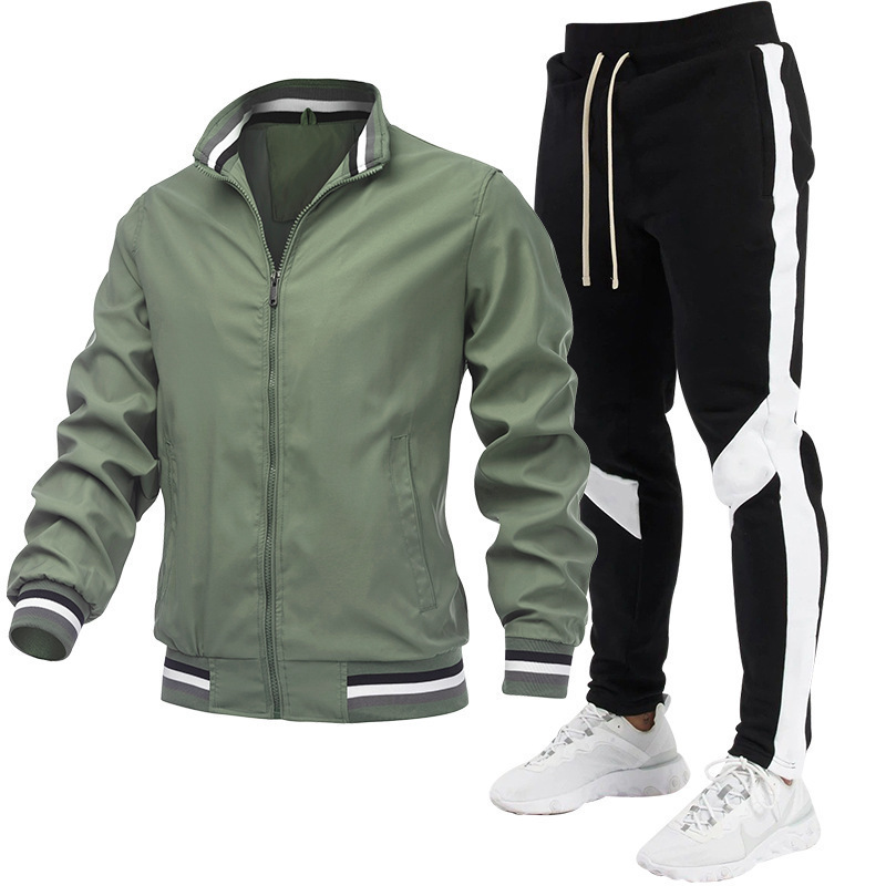 2024 nuevo traje de pantalón higiénico estampado empalmado de chaqueta juvenil para hombres de la calle corriendo se puede fijar en el logotipo