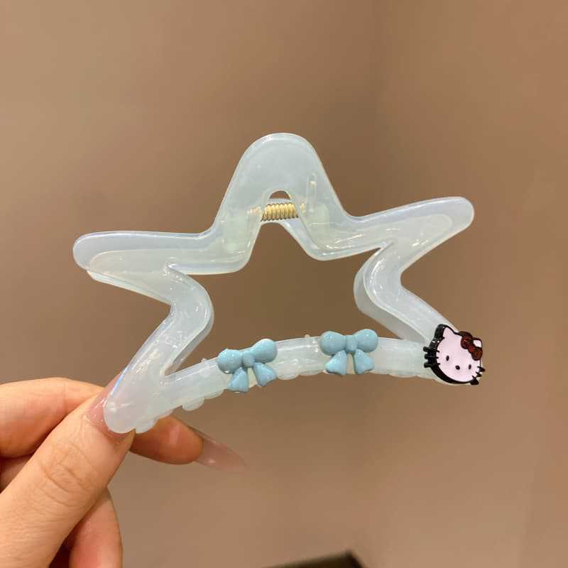 小清新星星猫咪亚克力发夹女后脑勺盘发抓夹百搭鲨鱼夹子发卡发饰|undefined