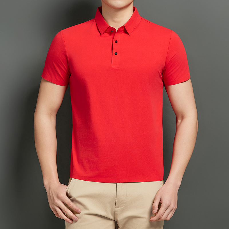Polo de verano para hombres, nailon de seda de hielo, hombres y mujeres sin costuras, camiseta de manga corta casual de negocios, grupo de camisetas de hombres de alta elasticidad
