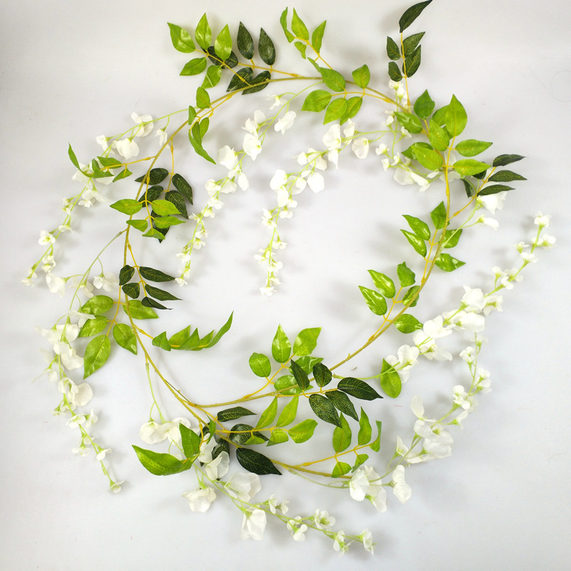 Simulated wisteria flowers, artificial flowers, violets, vines, wedding decorations, rattan plastic flower strips, vines