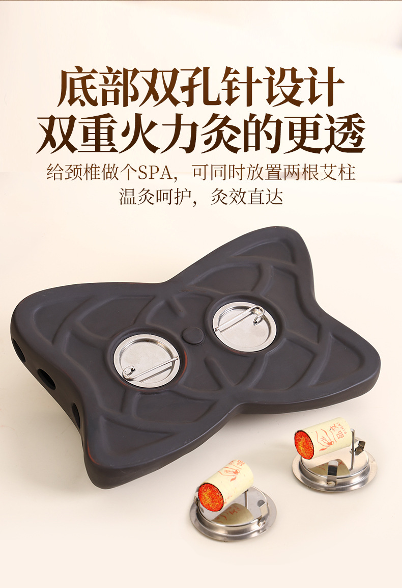 Red Bian Stone Moxibustion Pillow Portable Hanging Moxa Warmer for Neck Waist and Joints with 7 Holes and Moxa Stick Set quality and texture